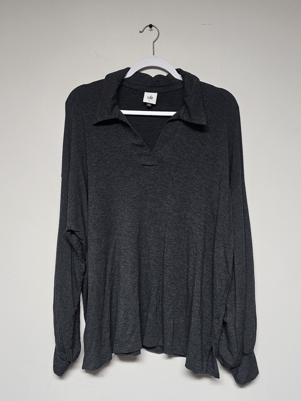 Cabi Super Soft Longsleeve Elegant Tee Heathered Charcoal Gray Size Large Comfy